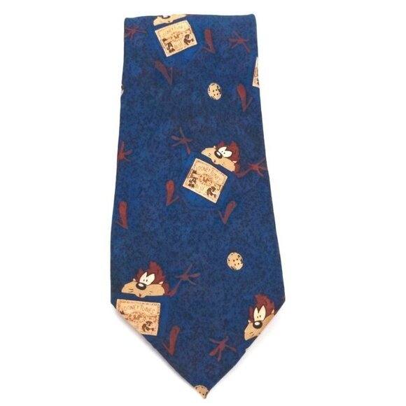 Taz Looney‎ Tunes Tie Necktie Silk Blue 60 Inch Tazmanian Devil - Picture 1 of 7